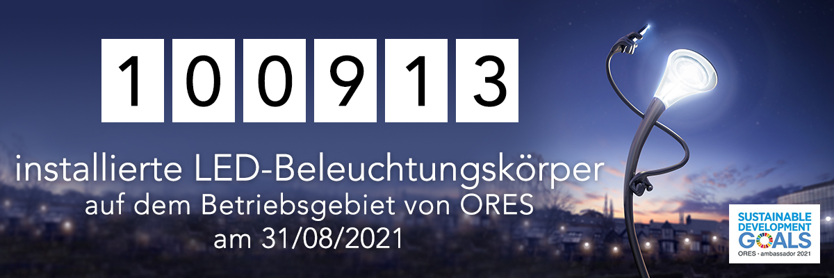 100913 installierte LED-Beleuchtungskörper auf dem Betriebsgebiet von ORES am 31/08/2021